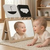 image:imageWoodtoe 2in1 Tummy Time Mirror 0180Adjustable Angle Montessori Baby Toy DoubleSided Design with High Contrast Black amp White Cards Shatterproof Baby Mirror for 018 Months Newborns Infants