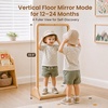 image:imageWoodtoe 4in1 Montessori Mirror with Bar Adjustable Tummy Time Floor Mirror Baby Pull to Stand Toy Natural Unpainted Solid Wood Frame Baby Pull Up Bar Developmental Toys for Nursery Large Size