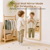 image:imageWoodtoe 4in1 Montessori Mirror with Bar Adjustable Tummy Time Floor Mirror Baby Pull to Stand Toy Natural Unpainted Solid Wood Frame Baby Pull Up Bar Developmental Toys for Nursery Large Size