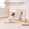 image:imageWoodtoe 4in1 Montessori Mirror with Bar Adjustable Tummy Time Floor Mirror Baby Pull to Stand Toy Natural Unpainted Solid Wood Frame Baby Pull Up Bar Developmental Toys for Nursery Large Size