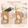 image:imageWoodtoe Kids Table and Chair Set with Storage amp Chalkboard Height Adjustable Toddler Chair Montessori Art Table and Chair Set Natural Wooden Activity Table Drawing Dinner Desk for Baby Toddlers 1