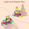 image:imageWoodtoe Rainbow Building Blocks for Toddlers 24 PCS Acrylic Gem Cubes Stacking Blocks Montessori Stacking Toy for 3 4 5 6 Year Old Educational STEM Creative Sensory Toy Gifts for Kids Boys Girls80 PCS Rainbow Blocks Set