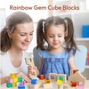 image:imageWoodtoe Rainbow Building Blocks for Toddlers 24 PCS Acrylic Gem Cubes Stacking Blocks Montessori Stacking Toy for 3 4 5 6 Year Old Educational STEM Creative Sensory Toy Gifts for Kids Boys Girls47 PCS Rainbow Building Blocks Set