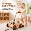 image:imageWoodtoe Wooden Baby Walker Adjustable Speed AntiRollover Push Walker Toy for Babies Learning to Walk Natural Toddler Push and Pull Toys Wagon Montessori Birthday Toy Gift for Boy Girl 1 2 3 YearsAntiRollover Baby Walker
