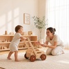 image:imageWoodtoe Wooden Baby Walker Adjustable Speed AntiRollover Push Walker Toy for Babies Learning to Walk Natural Toddler Push and Pull Toys Wagon Montessori Birthday Toy Gift for Boy Girl 1 2 3 YearsAdjustable Baby Walker