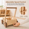 image:imageWoodtoe Wooden Baby Walker Adjustable Speed AntiRollover Push Walker Toy for Babies Learning to Walk Natural Toddler Push and Pull Toys Wagon Montessori Birthday Toy Gift for Boy Girl 1 2 3 YearsAdjustable Baby Walker
