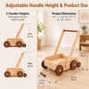 image:imageWoodtoe Wooden Baby Walker Adjustable Speed AntiRollover Push Walker Toy for Babies Learning to Walk Natural Toddler Push and Pull Toys Wagon Montessori Birthday Toy Gift for Boy Girl 1 2 3 YearsAntiRollover Baby Walker