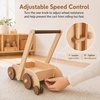 image:imageWoodtoe Wooden Baby Walker Adjustable Speed AntiRollover Push Walker Toy for Babies Learning to Walk Natural Toddler Push and Pull Toys Wagon Montessori Birthday Toy Gift for Boy Girl 1 2 3 YearsAntiRollover Baby Walker
