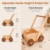 image:imageWoodtoe Wooden Baby Walker Adjustable Speed AntiRollover Push Walker Toy for Babies Learning to Walk Natural Toddler Push and Pull Toys Wagon Montessori Birthday Toy Gift for Boy Girl 1 2 3 YearsAdjustable Baby Walker