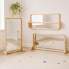 image:imageWoodtoe 4in1 Montessori Mirror with Bar Adjustable Tummy Time Floor Mirror Baby Pull to Stand Toy Natural Unpainted Solid Wood Frame Baby Pull Up Bar Developmental Toys for Nursery Large Size
