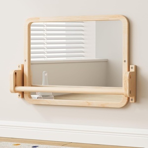 image:imageWoodtoe 3in1 Montessori Mirror with Bar Adjustable Toddler Mirror amp Pull Up Bar Montessori Learning Toy for Baby 618 Months Nursery Mirrors Natural Wood Furniture for Daycare Kids ClassroomMontessori Mirror with Bar