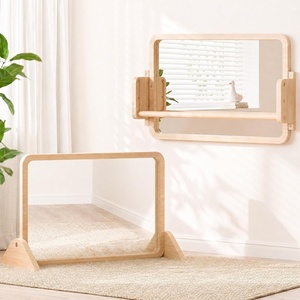 image:imageWoodtoe 3in1 Montessori Mirror with Bar Adjustable Toddler Mirror amp Pull Up Bar Montessori Learning Toy for Baby 618 Months Nursery Mirrors Natural Wood Furniture for Daycare Kids Classroom3in1 Montessori Mirror with Bar