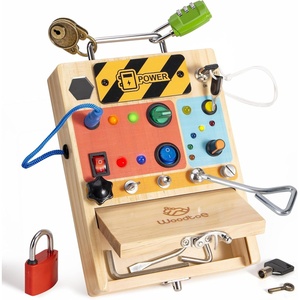 image:imageWoodtoe Montessori Lock and Key Toy Set for Kids Educational Lock Set Keys Wooden Montessori Materials for 3 4 5 6 Year Old Preschool Home Classroom STEM Learning Birthday Toy Gift for Toddlers 363in1 Busy Board with LED Light Switch