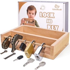 image:imageWoodtoe Montessori Lock and Key Toy Set for Kids Educational Lock Set Keys Wooden Montessori Materials for 3 4 5 6 Year Old Preschool Home Classroom STEM Learning Birthday Toy Gift for Toddlers 365 Pack Locks and Keys