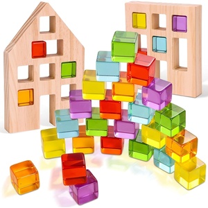 image:imageWoodtoe Rainbow Building Blocks for Toddlers 24 PCS Acrylic Gem Cubes Stacking Blocks Montessori Stacking Toy for 3 4 5 6 Year Old Educational STEM Creative Sensory Toy Gifts for Kids Boys Girls24 PCS Rainbow Blocks Set