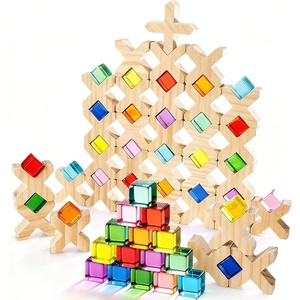 image:imageWoodtoe Rainbow Building Blocks for Toddlers 24 PCS Acrylic Gem Cubes Stacking Blocks Montessori Stacking Toy for 3 4 5 6 Year Old Educational STEM Creative Sensory Toy Gifts for Kids Boys Girls80 PCS Rainbow Blocks Set