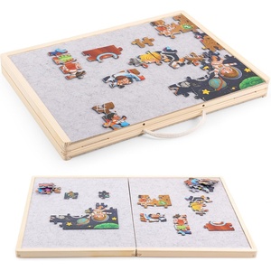 image:imageWoodtoe Small Puzzle Board with 2 Sizes 161 x 114 Puzzles Board for 100 Piece 161 x 228 Puzzle Table for 300 500 Jigsaw Puzzles Wooden Felt Puzzle Tray for Kids 3
