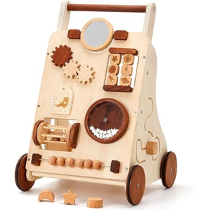 image:imageWoodtoe Wooden Baby Walker Adjustable Speed AntiRollover Push Walker Toy for Babies Learning to Walk Natural Toddler Push and Pull Toys Wagon Montessori Birthday Toy Gift for Boy Girl 1 2 3 Years9IN1 Activity Walker