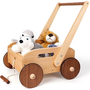 image:imageWoodtoe Wooden Baby Walker Adjustable Speed AntiRollover Push Walker Toy for Babies Learning to Walk Natural Toddler Push and Pull Toys Wagon Montessori Birthday Toy Gift for Boy Girl 1 2 3 YearsAdjustable Baby Walker