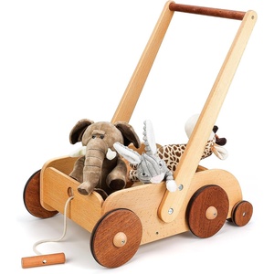 image:imageWoodtoe Wooden Baby Walker Adjustable Speed AntiRollover Push Walker Toy for Babies Learning to Walk Natural Toddler Push and Pull Toys Wagon Montessori Birthday Toy Gift for Boy Girl 1 2 3 YearsAntiRollover Baby Walker