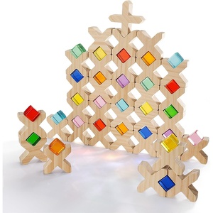 image:imageWoodtoe 64 PCS Rainbow Building Blocks for Kids Acrylic Gem Block Ages 3680 PCS Rainbow Blocks Set
