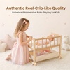 image:imageWoodtoe 2in1 Wooden Baby Doll Crib with Storage Basket Fits to 20 Dolls
